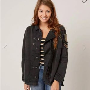 Free People Embellished Military Jacket in black